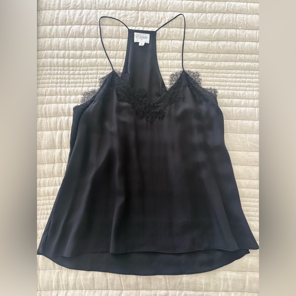 Cami NYC black silk lace top